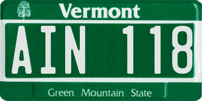 VT license plate AIN118