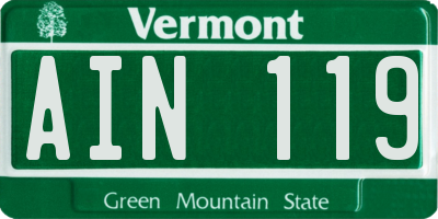VT license plate AIN119