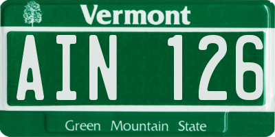 VT license plate AIN126