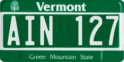 VT license plate AIN127
