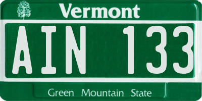 VT license plate AIN133