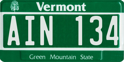 VT license plate AIN134