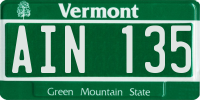 VT license plate AIN135
