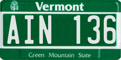VT license plate AIN136