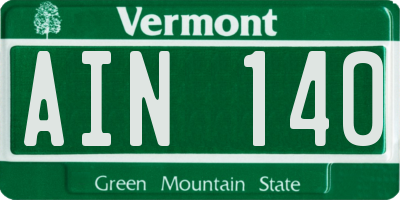 VT license plate AIN140