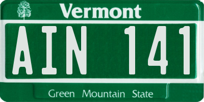 VT license plate AIN141
