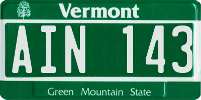 VT license plate AIN143