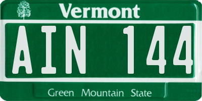 VT license plate AIN144
