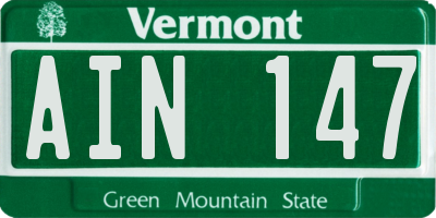 VT license plate AIN147