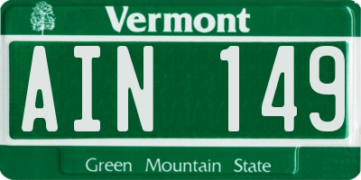 VT license plate AIN149