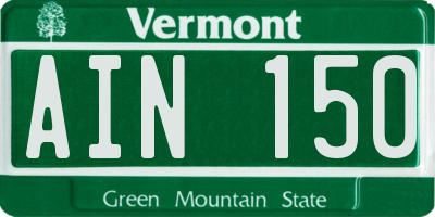 VT license plate AIN150