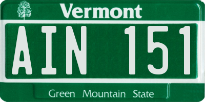 VT license plate AIN151