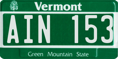 VT license plate AIN153