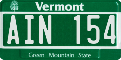 VT license plate AIN154