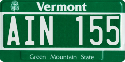 VT license plate AIN155