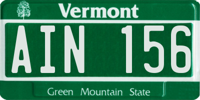 VT license plate AIN156