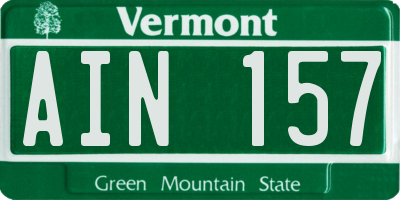 VT license plate AIN157