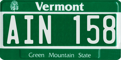 VT license plate AIN158