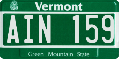VT license plate AIN159