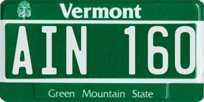 VT license plate AIN160