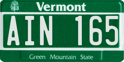 VT license plate AIN165