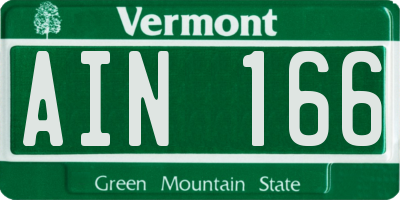 VT license plate AIN166