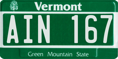 VT license plate AIN167