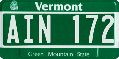 VT license plate AIN172