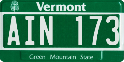 VT license plate AIN173