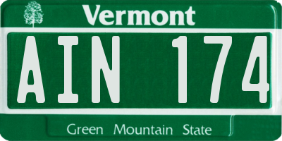 VT license plate AIN174