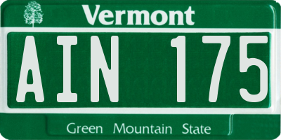 VT license plate AIN175