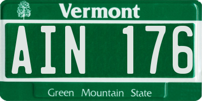VT license plate AIN176
