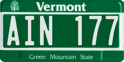 VT license plate AIN177