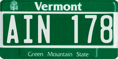 VT license plate AIN178