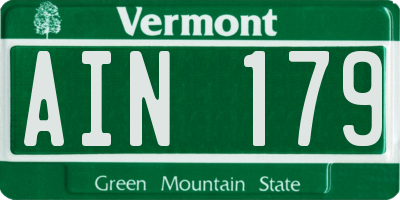 VT license plate AIN179