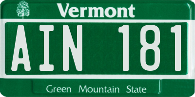 VT license plate AIN181