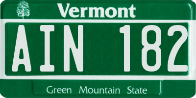 VT license plate AIN182
