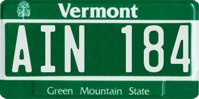 VT license plate AIN184