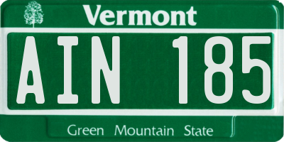 VT license plate AIN185