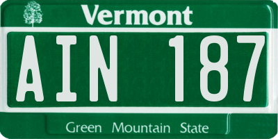 VT license plate AIN187