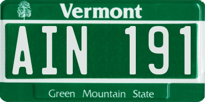 VT license plate AIN191