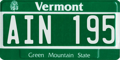 VT license plate AIN195