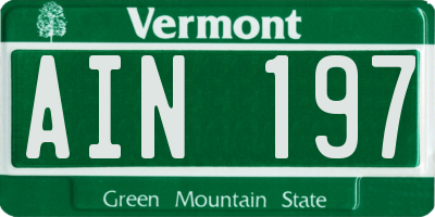 VT license plate AIN197