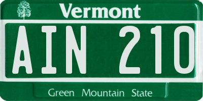 VT license plate AIN210
