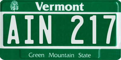VT license plate AIN217