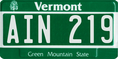 VT license plate AIN219