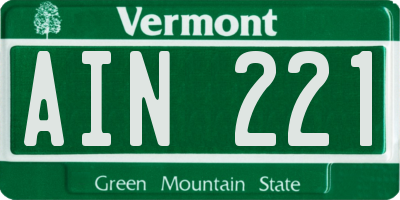 VT license plate AIN221