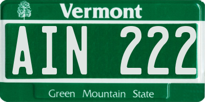 VT license plate AIN222
