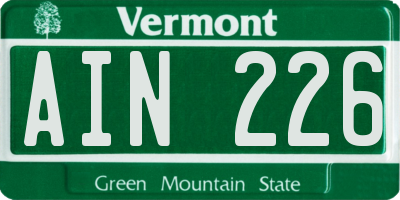 VT license plate AIN226