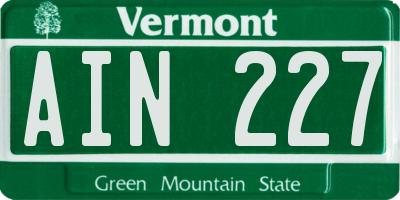 VT license plate AIN227